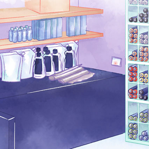 Hands with gloves holding TOPCHIC color and lotion depot system